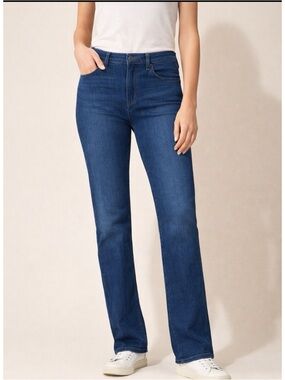 PAIGE Mid-Rise Straight-Leg Jeans in Deep Indigo